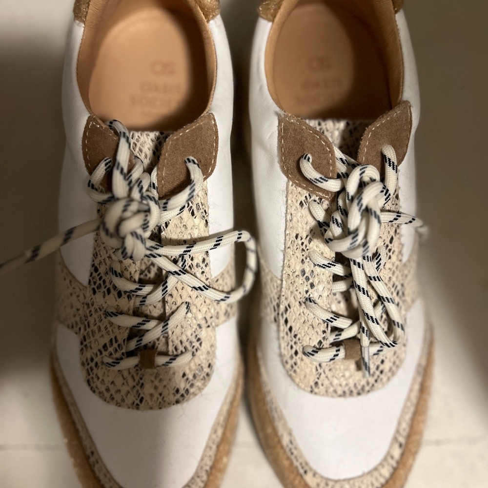 Pink Lily White and Tan Sneakers